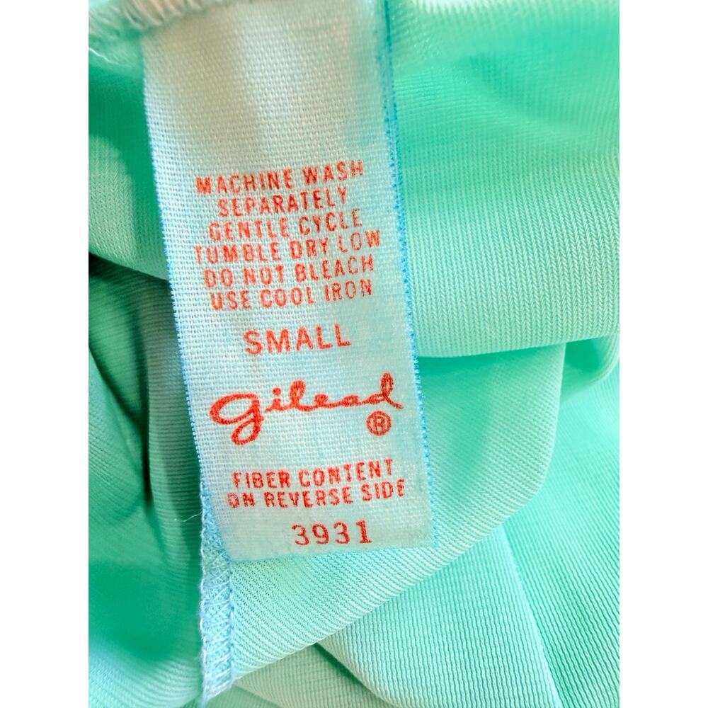 Vintage 1970s Gilead Peignoir Set Seafoam Blue Nightgown Robe Lace Trim S - Picture 11 of 12